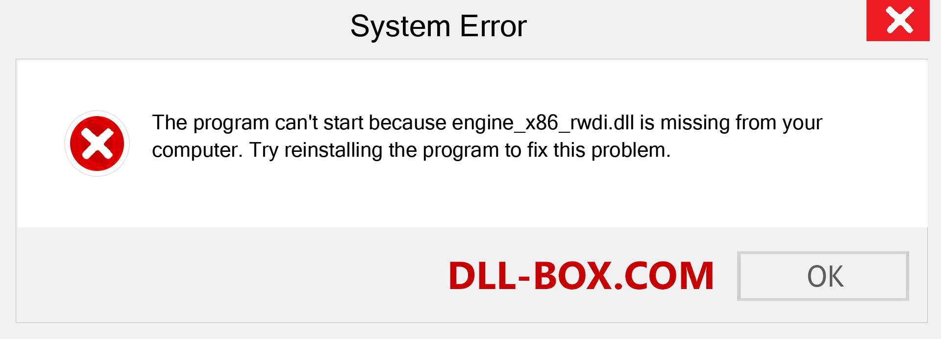  engine_x86_rwdi.dll file is missing?. Download for Windows 7, 8, 10 - Fix  engine_x86_rwdi dll Missing Error on Windows, photos, images